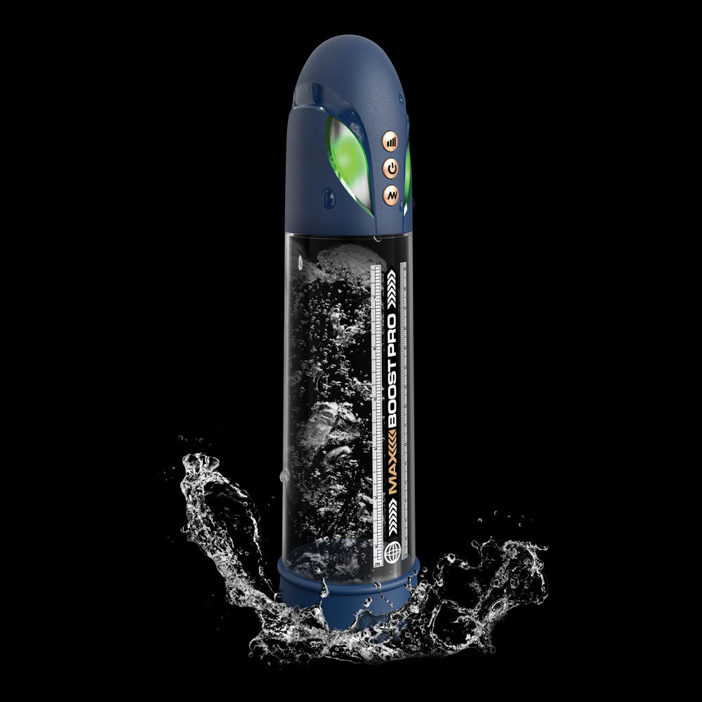 Pump Worx Max Boost Pro Flow - Blue - Blue/Clear USB Rechargeable Waterproof Auto Penis Pump