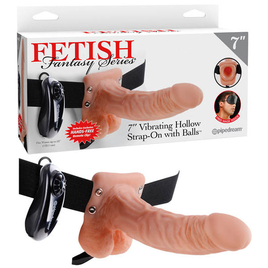 Fetish Fantasy Series 7'' Vibrating Hollow Strap-on With Balls - Flesh 17.8 cm (7'') Vibrating Hollow Strap-On