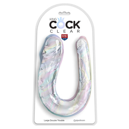 King Cock Clear Large Double Trouble - Clear Large Double Penetration Dong