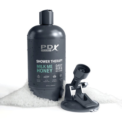 PDX Plus Shower Therapy - Milk Me Honey - Flesh - Flesh Discreet Vagina Stroker with Suction Base