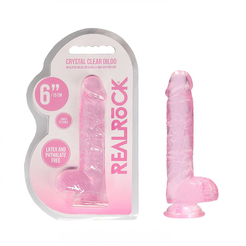 REALROCK 6 Realistic Dildo With Balls - Pink 15.2 cm Dong