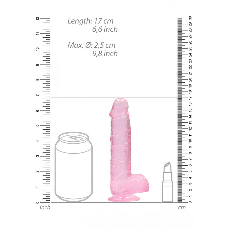 REALROCK 6 Realistic Dildo With Balls - Pink 15.2 cm Dong