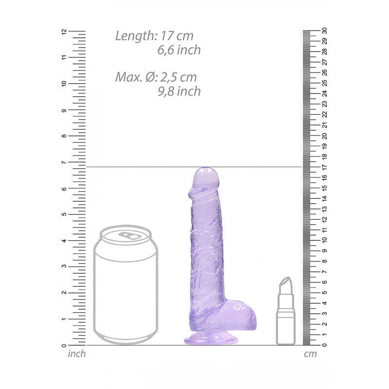 REALROCK 6 Realistic Dildo With Balls - Purple 15.2 cm Dong