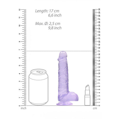 REALROCK 6 Realistic Dildo With Balls - Purple 15.2 cm Dong