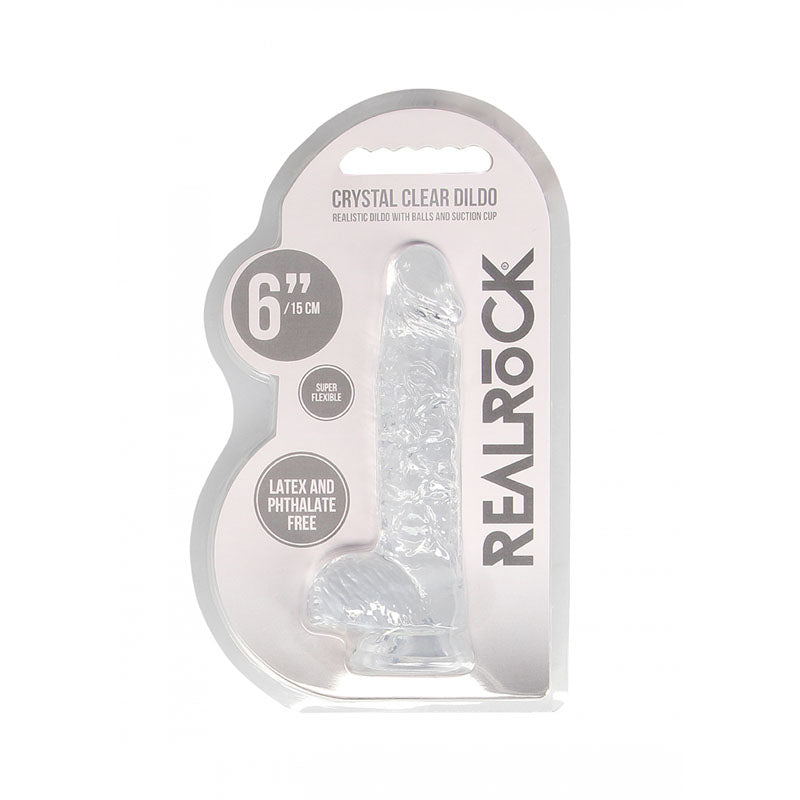 REALROCK 6 Realistic Dildo With Balls - Clear 15.2 cm Dong