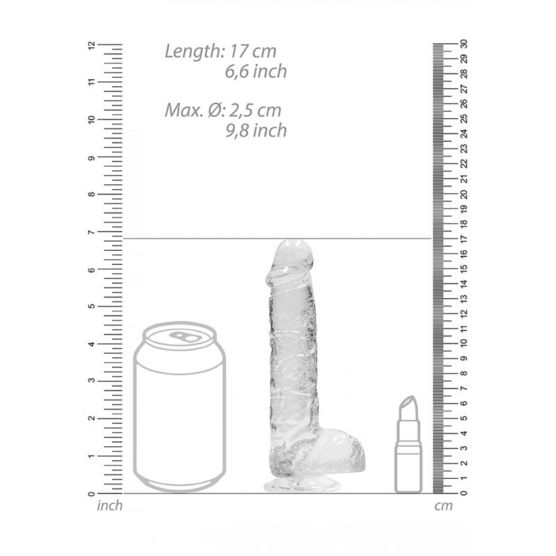 REALROCK 6 Realistic Dildo With Balls - Clear 15.2 cm Dong