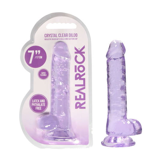 REALROCK 7 Realistic Dildo With Balls - Purple 17.8 cm Dong