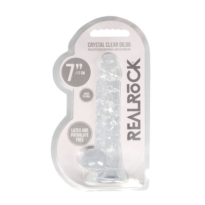 REALROCK 7 Realistic Dildo With Balls - Clear 17.8 cm Dong