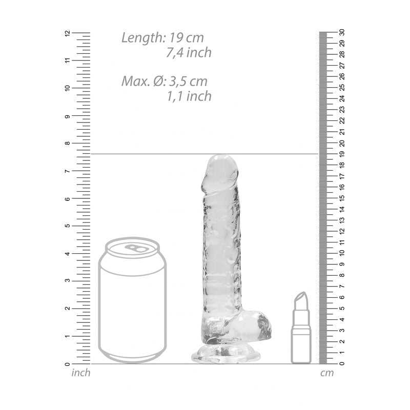 REALROCK 7 Realistic Dildo With Balls - Clear 17.8 cm Dong