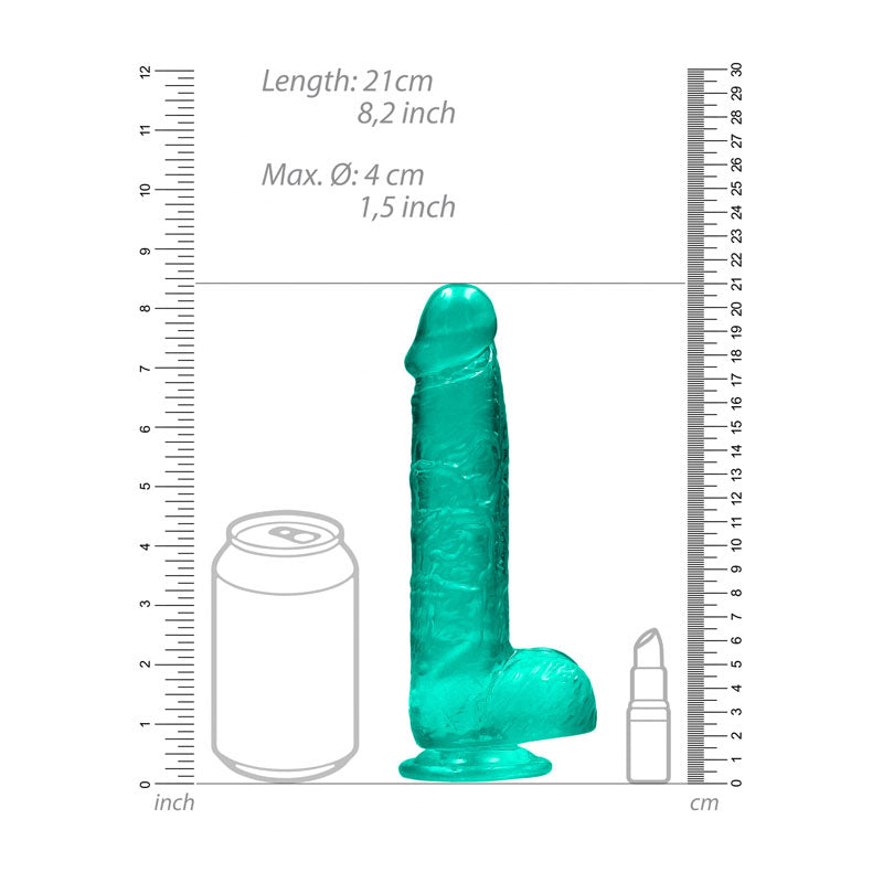 REALROCK 8 Realistic Dildo With Balls - Turquoise 20.3 cm Dong