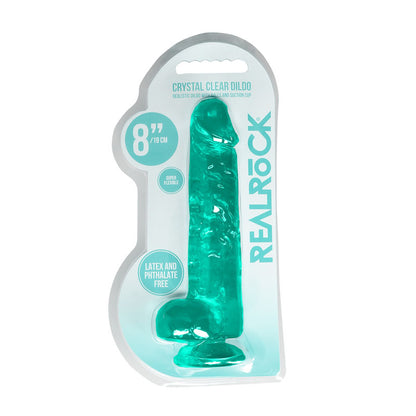 REALROCK 8 Realistic Dildo With Balls - Turquoise 20.3 cm Dong