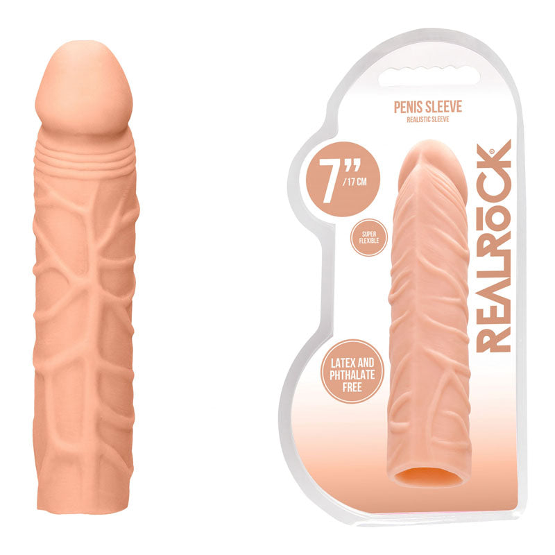 REALROCK 7 Penis Extender - Flesh 17.8 cm Penis Extension Sleeve