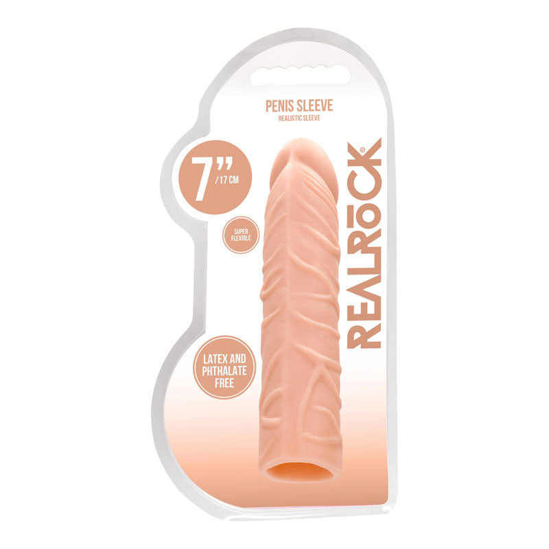 REALROCK 7 Penis Extender - Flesh 17.8 cm Penis Extension Sleeve