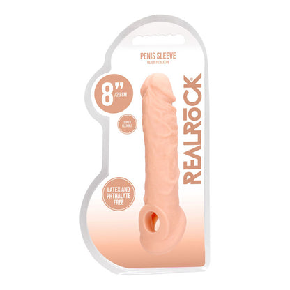 REALROCK 8 Realistic Penis Extender with Rings - Flesh 20.3 cm Penis Extension Sleeve