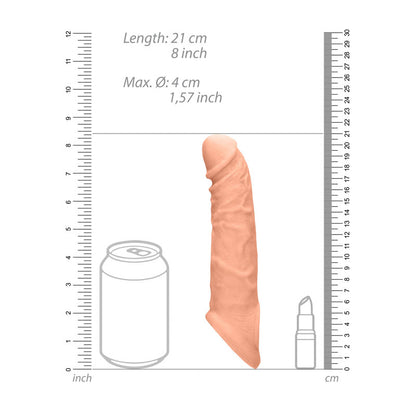 REALROCK 8 Realistic Penis Extender with Rings - Flesh 20.3 cm Penis Extension Sleeve