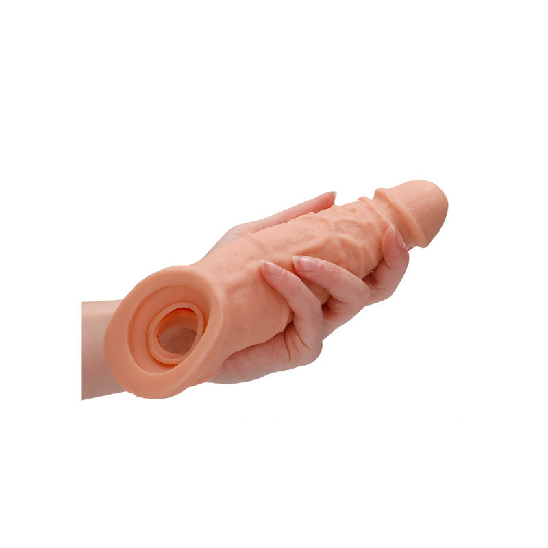 REALROCK 9'' Realistic Penis Extender with Rings - Flesh 22.9 cm Penis Extension Sleeve