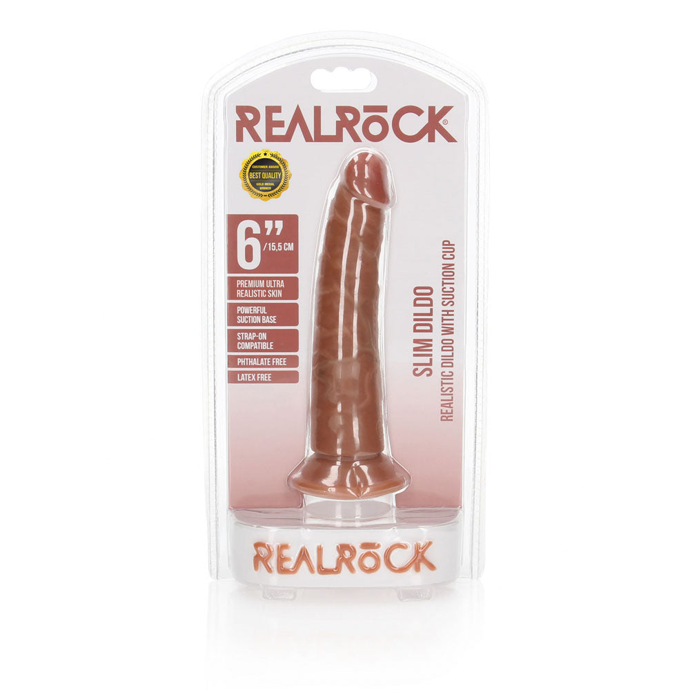 REALROCK Realistic Slim Dildo without Balls - 15.5 cm - Tan 15.5 cm (6) Dong