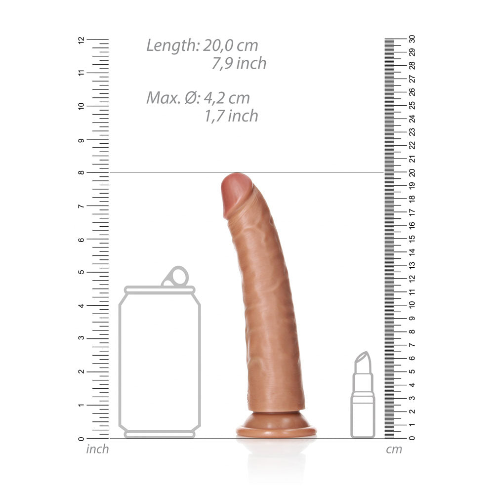 REALROCK Realistic Slim Dildo with Suction Cup - 18cm - Tan 18 cm (7'') Dong