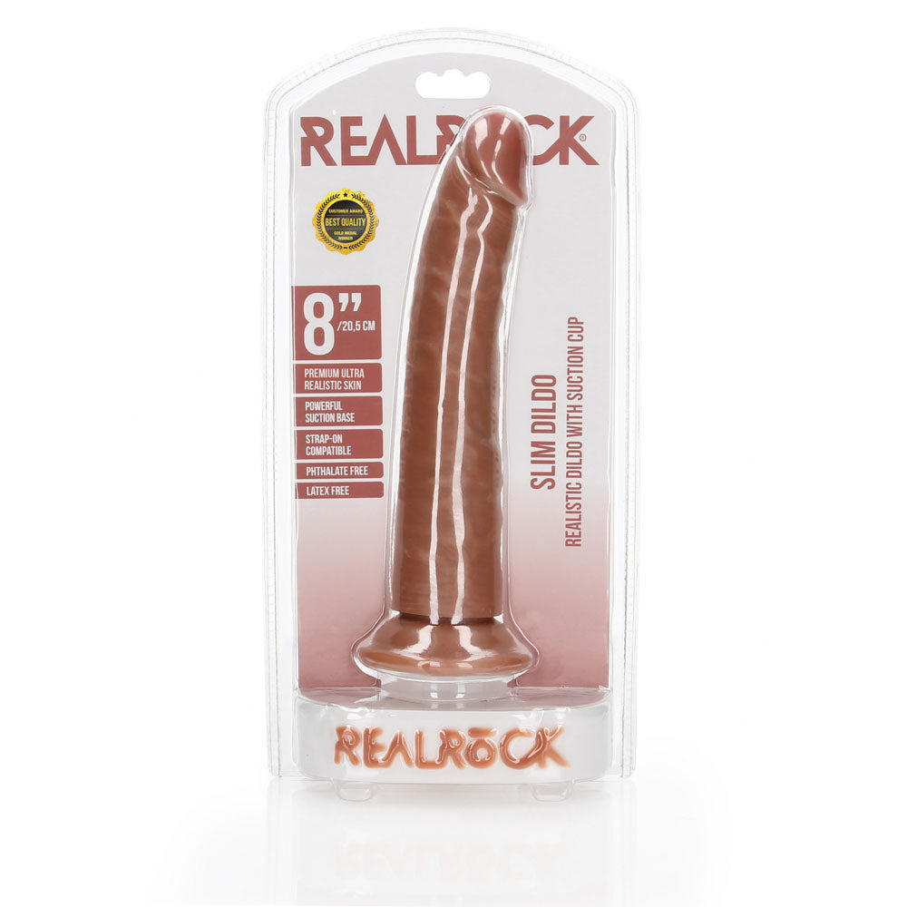 REALROCK Realistic Slim Dildo with Suction Cup - 20.5cm - Tan 20.5 cm (8'') Dong