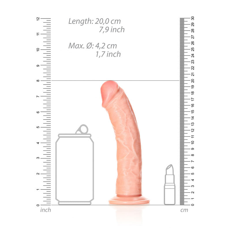 REALROCK Realistic Regular Curved Dildo with Suction Cup - 18 cm - Flesh 18 cm (7) Dong