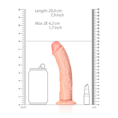 REALROCK Realistic Regular Curved Dildo with Suction Cup - 18 cm - Flesh 18 cm (7) Dong