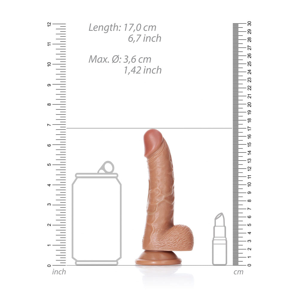 REALROCK Realistic Regular Curved Dong with Balls - 15.5 cm - Tan 15.5 cm (6'') Dong