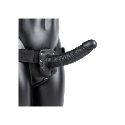 REALROCK Hollow Strapon with Balls - 23 cm Black - Black 23 cm Hollow Strap-On