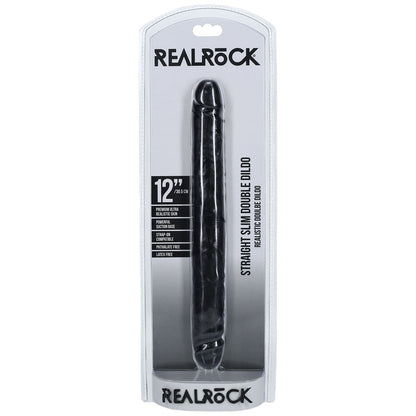 REALROCK 30cm Slim Double Dildo - Black - Black 30 cm (12'') Double Dong