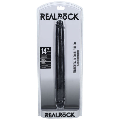 REALROCK 35cm Slim Double Dildo - Black - Black 35 cm (14'') Double Dong