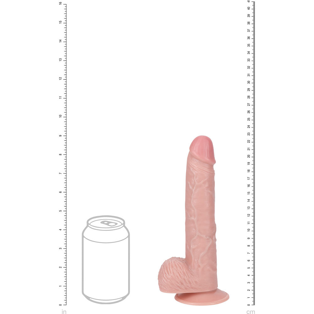 REALROCK 23cm Vibrating Cock + Balls - Flesh - Flesh 22.9 cm (9'') USB Rechargeable Vibrating Dong