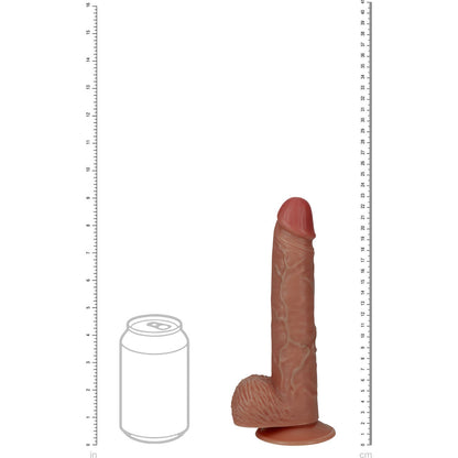 REALROCK 23cm Vibrating Cock + Balls - Tan - Tan 22.9 cm (9'') USB Rechargeable Vibrating Dong