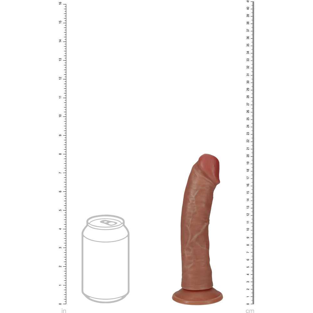 REALROCK 20cm Vibrating + Rotating Cock - Tan - Tan 20.3 cm (8'') USB Rechargeable Vibrating and Rotating Dong