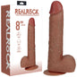 REALROCK 20cm Vibrating + Rotating Cock + Balls - Tan - Tan 20.3 cm (8'') USB Rechargeable Vibrating and Rotating Dong