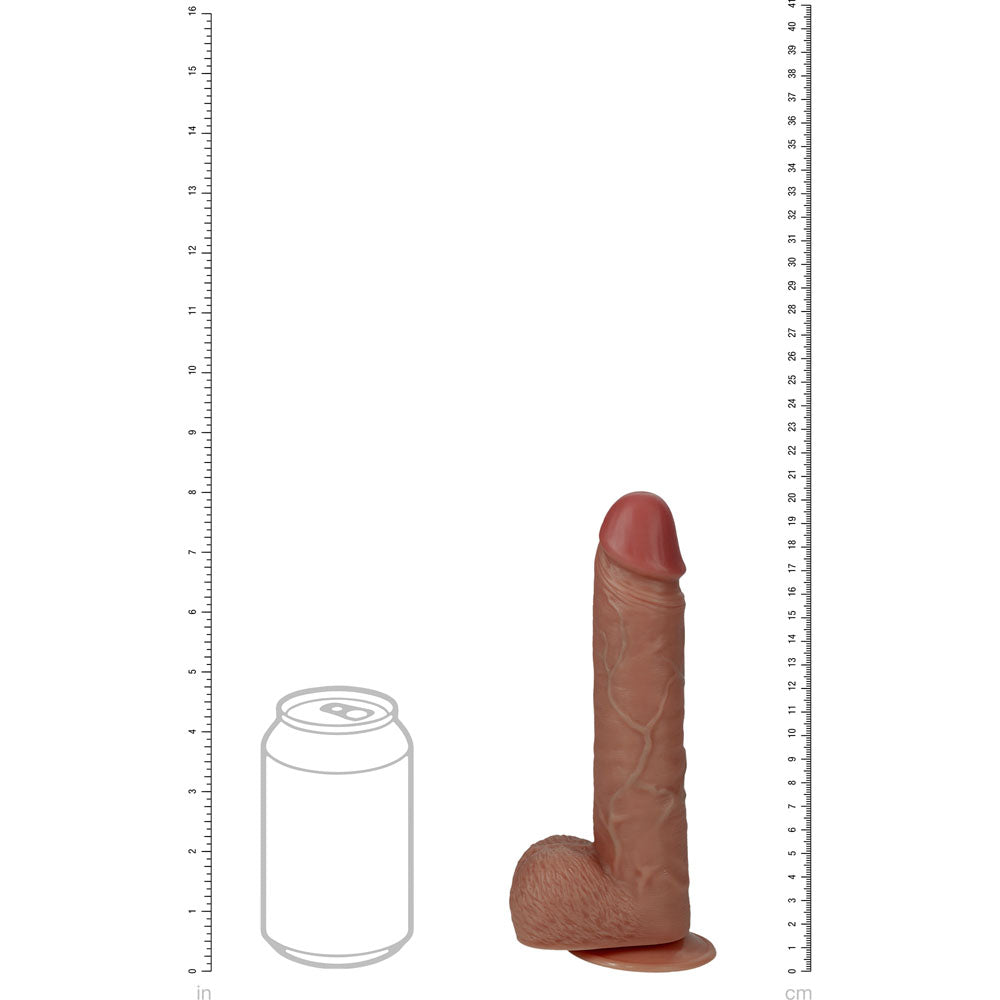 REALROCK 20cm Vibrating + Thrusting Cock with Balls - Tan - Tan 20.3 cm (8'') USB Rechargeable Vibrating and Thrusting Dong