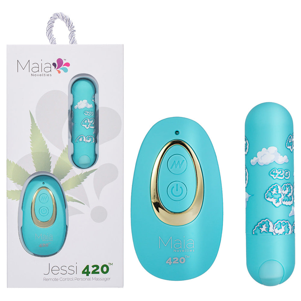 Maia JESSI 420 Remote - Sky Blue 7.6 cm USB Rechargeable Bullet with Wireless Remote