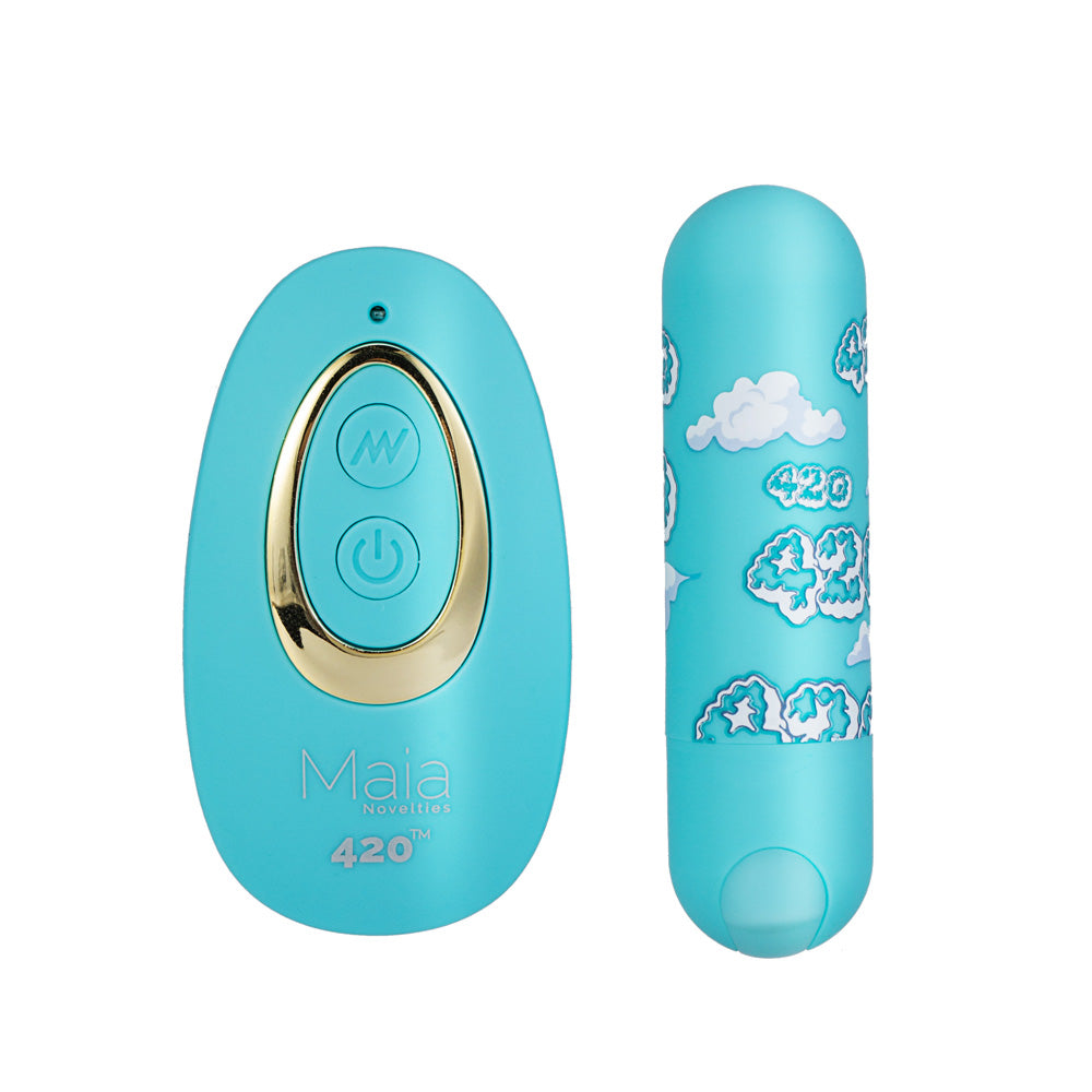 Maia JESSI 420 Remote - Sky Blue 7.6 cm USB Rechargeable Bullet with Wireless Remote