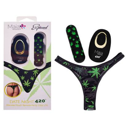 Maia DATE NIGHT 420 PANTY VIBE - L/XL - Black L/XL 420 Panty with Black USB Rechargeable Bullet