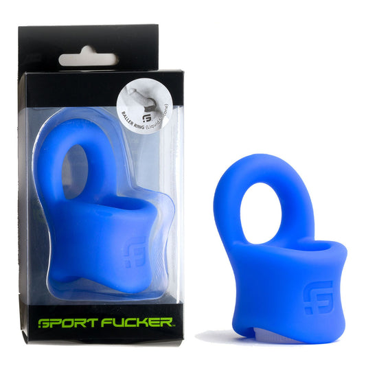 Sport Fucker Baller Ring - Blue Liquid Silicone Cock Ring with Ball Stretcher