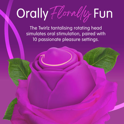 Skins Rose Buddies - The Rose Twirlz - Purple USB Rechargeable Twirling Rose Stimulator