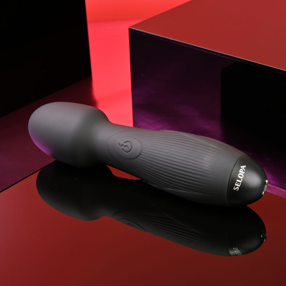 Selopa POWER TRIP - Black 18.8 cm USB Rechargeable Massage Wand