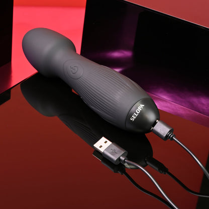 Selopa POWER TRIP - Black 18.8 cm USB Rechargeable Massage Wand