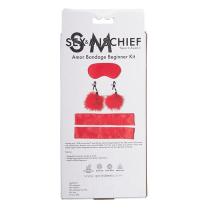 Sex & Mischief Amor Bondage Beginner Kit - Red - 5 Piece Set