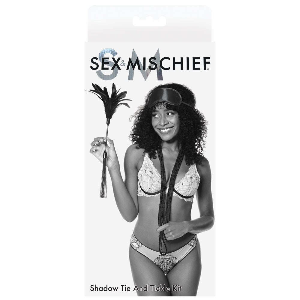 Sex & Mischief Shadow Tie and Tickle Kit - Black Beginners Bondage Kit