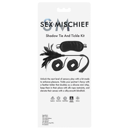 Sex & Mischief Shadow Tie and Tickle Kit - Black Beginners Bondage Kit