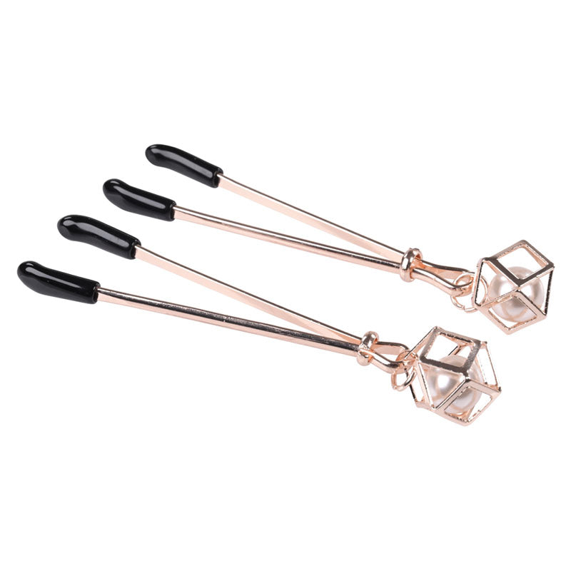 Sex & Mischief Brat Pearl Nipple Clips - Rose Gold - Set of 2