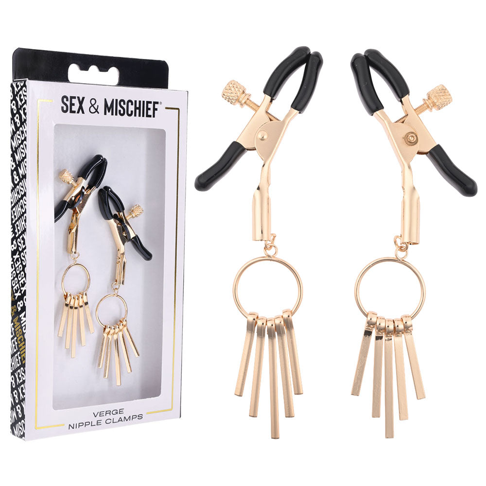 Sex & Mischief Verge Nipple Clamps - Gold Nipple Clamps - Set of 2