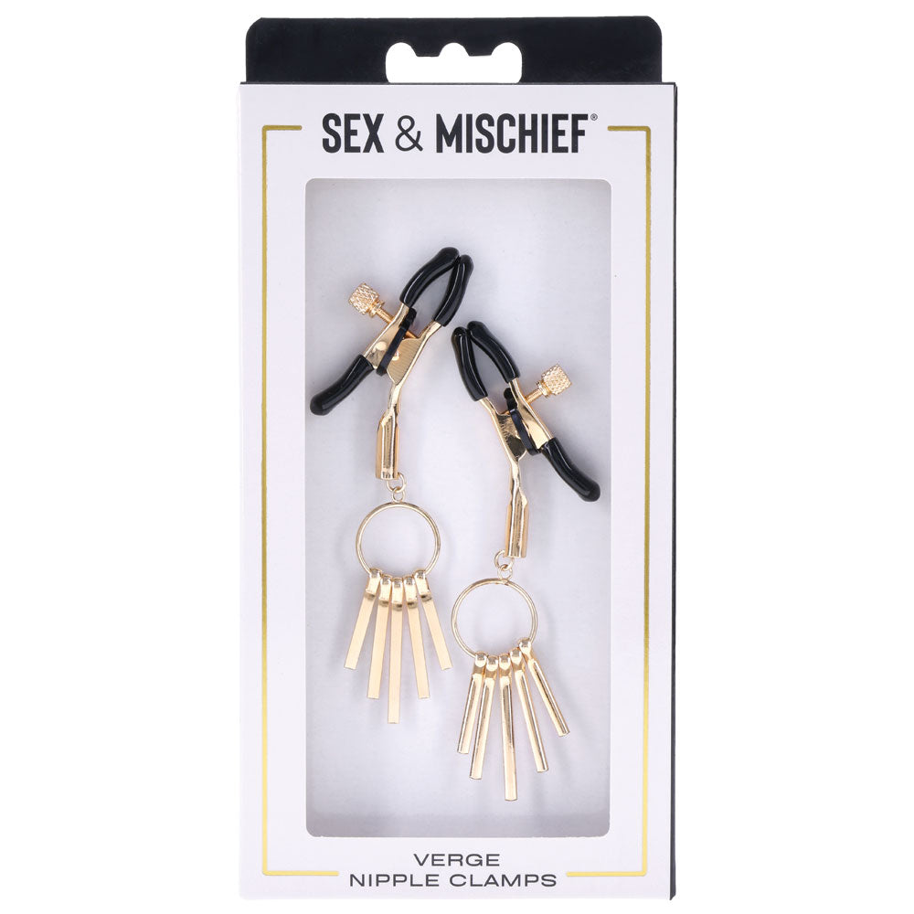 Sex & Mischief Verge Nipple Clamps - Gold Nipple Clamps - Set of 2