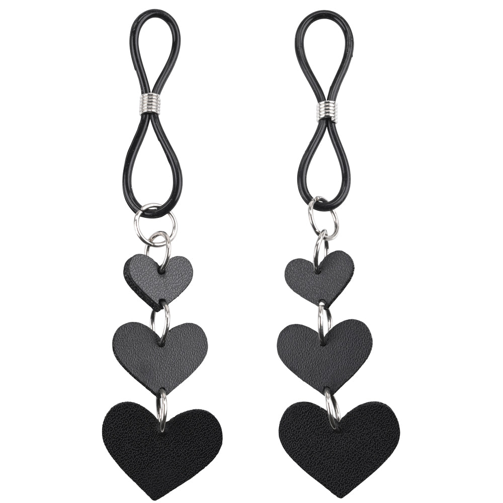 Sex & Mischief Heart Nipple Ties - Black Nipple Restraints - Set of 2