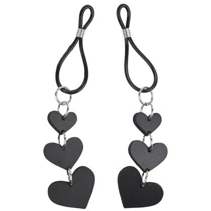 Sex & Mischief Heart Nipple Ties - Black Nipple Restraints - Set of 2