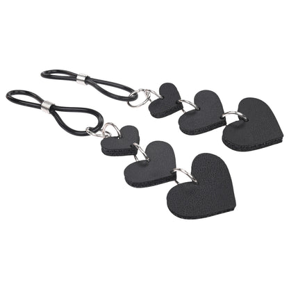 Sex & Mischief Heart Nipple Ties - Black Nipple Restraints - Set of 2